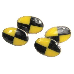 STERLING SILVER & ENAMEL RACING FLAG DESIGN CUFFLINKS